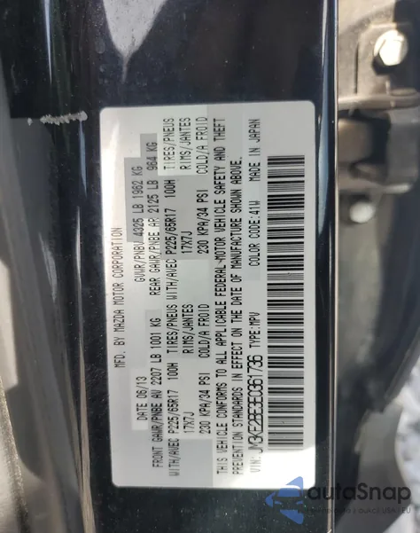 2014 Mazda Cx-5 Sport из США, поврежденный, VIN JM3KE2BE3E0361736